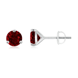 6mm AAAA Martini-Set Round Ruby Stud Earrings in White Gold