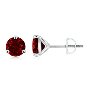 7mm AAAA Martini-Set Round Ruby Stud Earrings in P950 Platinum