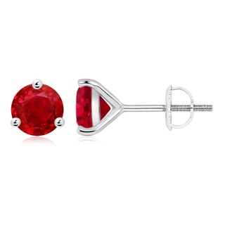 8mm AAA Martini-Set Round Ruby Stud Earrings in 10K White Gold