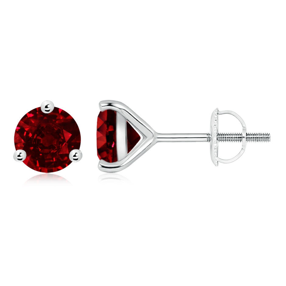 8mm AAAA Martini-Set Round Ruby Stud Earrings in P950 Platinum 