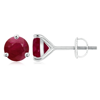 9mm A Martini-Set Round Ruby Stud Earrings in P950 Platinum