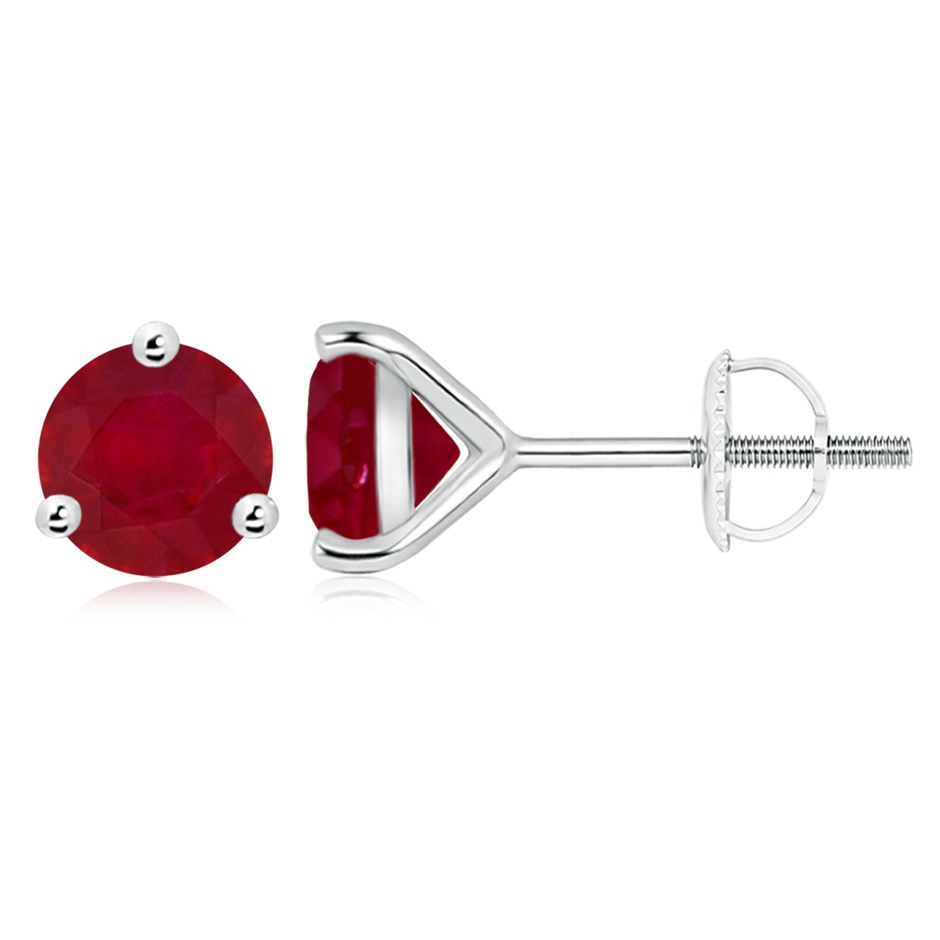 9mm AA Martini-Set Round Ruby Stud Earrings in P950 Platinum 