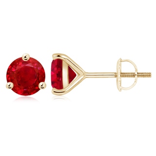 9mm AAA Martini-Set Round Ruby Stud Earrings in 9K Yellow Gold