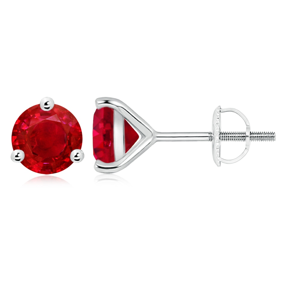 9mm AAA Martini-Set Round Ruby Stud Earrings in P950 Platinum 