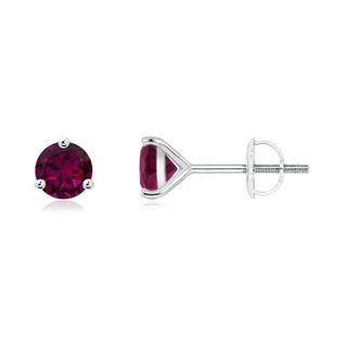 5mm AAAA Martini-Set Round Rhodolite Stud Earrings in P950 Platinum