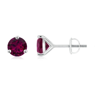 6mm AAAA Martini-Set Round Rhodolite Stud Earrings in P950 Platinum