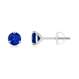 5mm AAAA Martini-Set Round Blue Sapphire Stud Earrings in P950 Platinum
