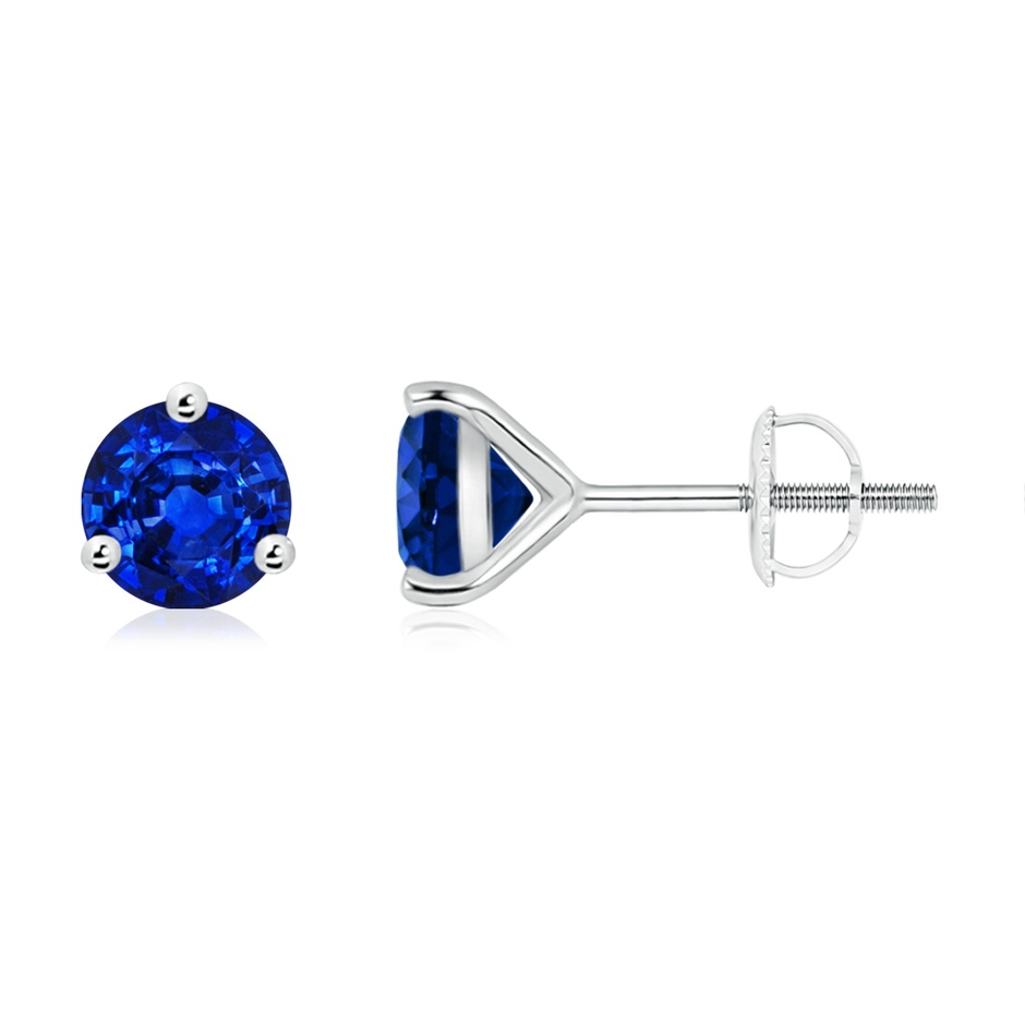 6mm AAAA Martini-Set Round Blue Sapphire Stud Earrings in P950 Platinum 