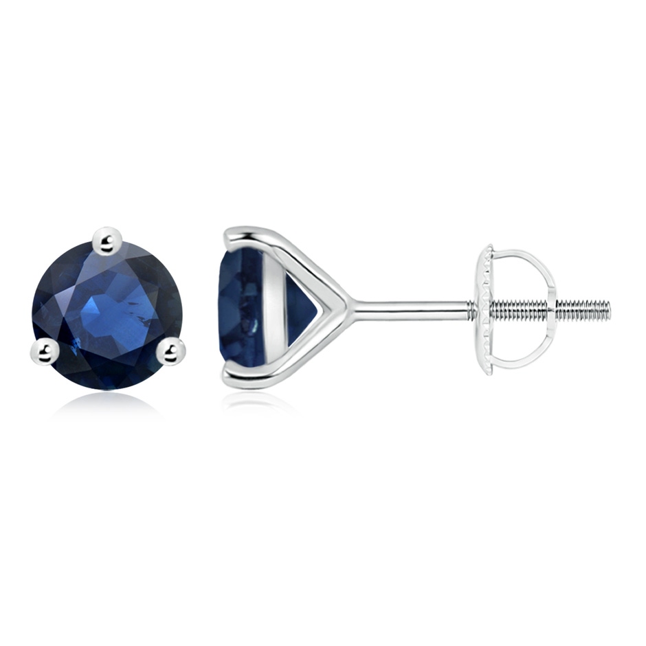 8mm AA Martini-Set Round Blue Sapphire Stud Earrings in P950 Platinum 