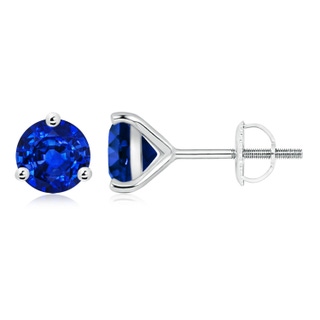 8mm AAAA Martini-Set Round Blue Sapphire Stud Earrings in P950 Platinum