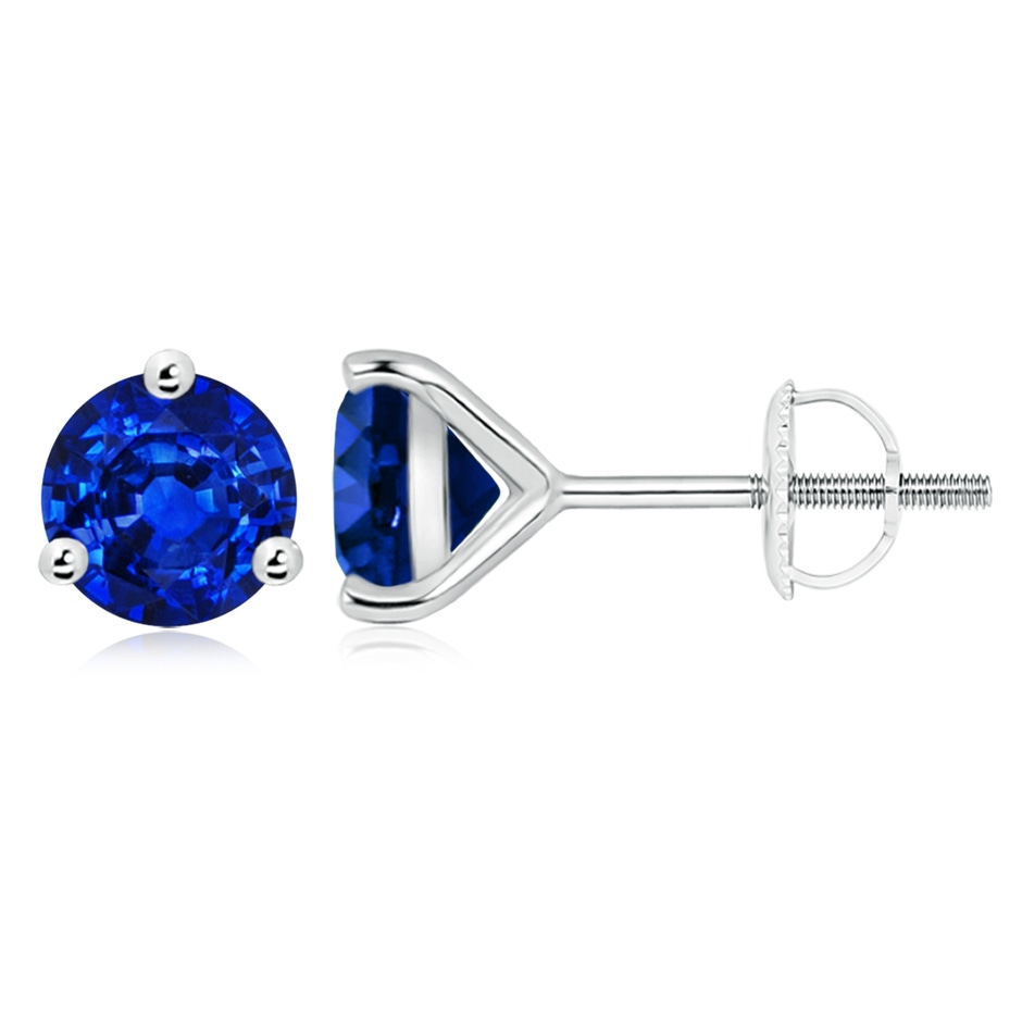 9mm AAAA Martini-Set Round Blue Sapphire Stud Earrings in P950 Platinum 
