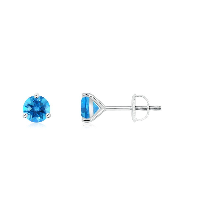 4mm AAAA Martini-Set Round Swiss Blue Topaz Stud Earrings in P950 Platinum 