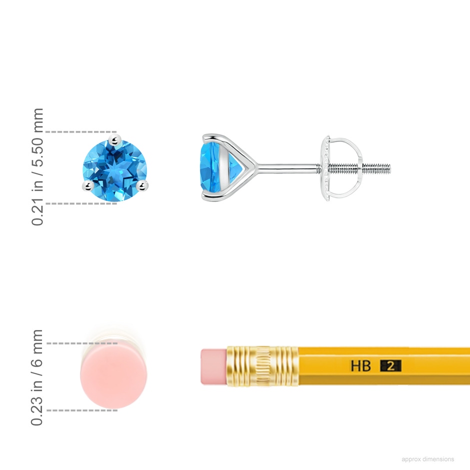 5mm AAA Martini-Set Round Swiss Blue Topaz Stud Earrings in White Gold ruler