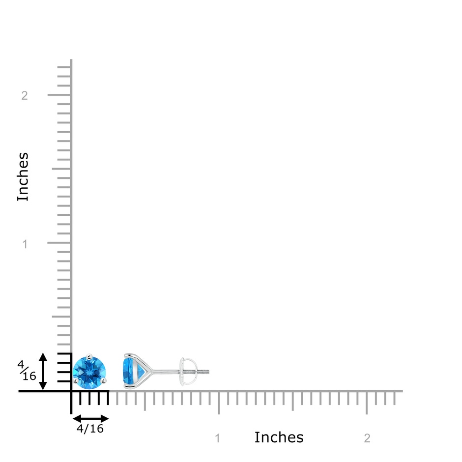 5mm AAAA Martini-Set Round Swiss Blue Topaz Stud Earrings in White Gold ruler