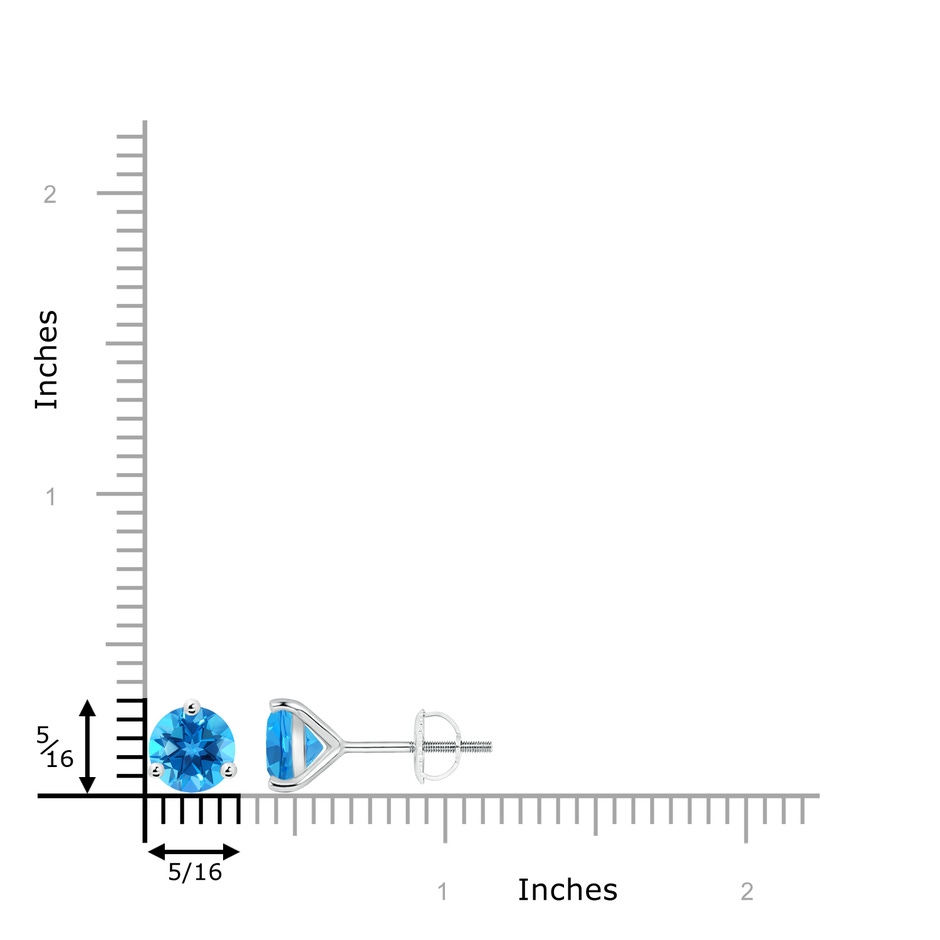 7mm AAAA Martini-Set Round Swiss Blue Topaz Stud Earrings in White Gold ruler