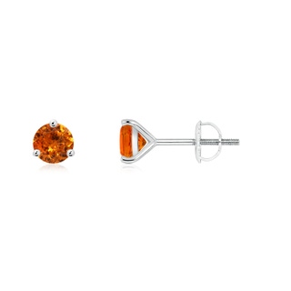 4mm AAA Martini-Set Round Spessartite Stud Earrings in White Gold