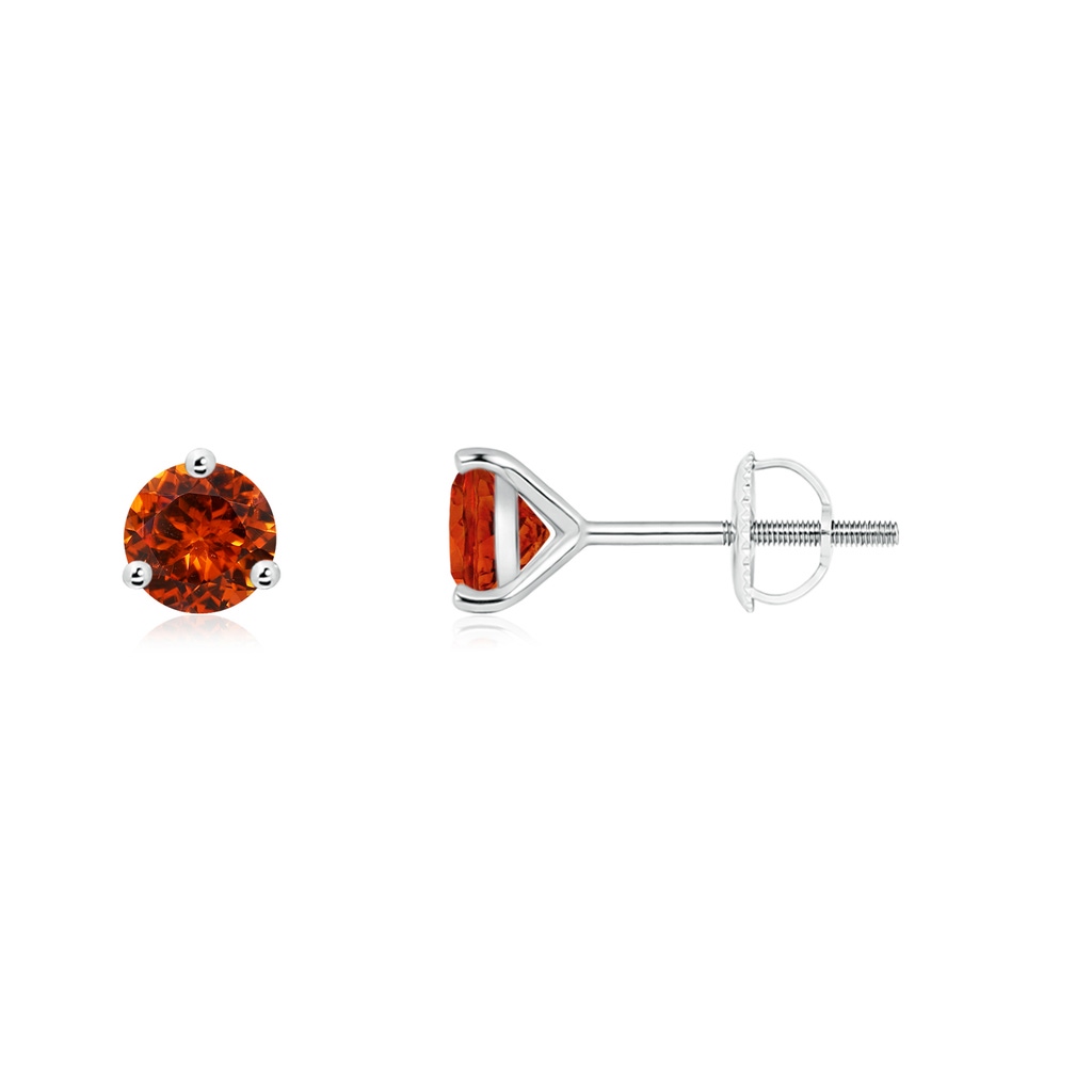 4mm AAAA Martini-Set Round Spessartite Stud Earrings in P950 Platinum