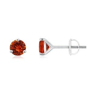 5mm AAAA Martini-Set Round Spessartite Stud Earrings in P950 Platinum