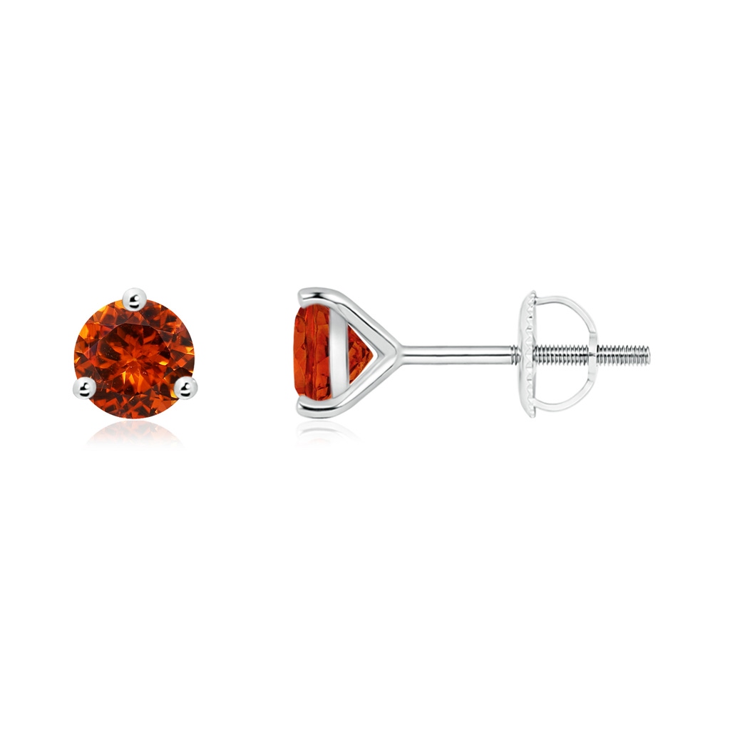 5mm AAAA Martini-Set Round Spessartite Stud Earrings in White Gold
