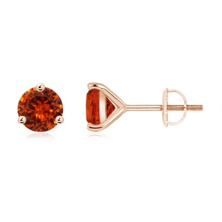 6mm AAAA Martini-Set Round Spessartite Stud Earrings in Rose Gold