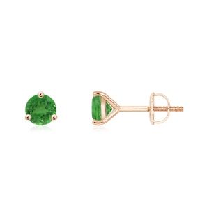 4mm AA Martini-Set Round Tsavorite Stud Earrings in Rose Gold
