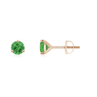 4mm AAA Martini-Set Round Tsavorite Stud Earrings in Rose Gold