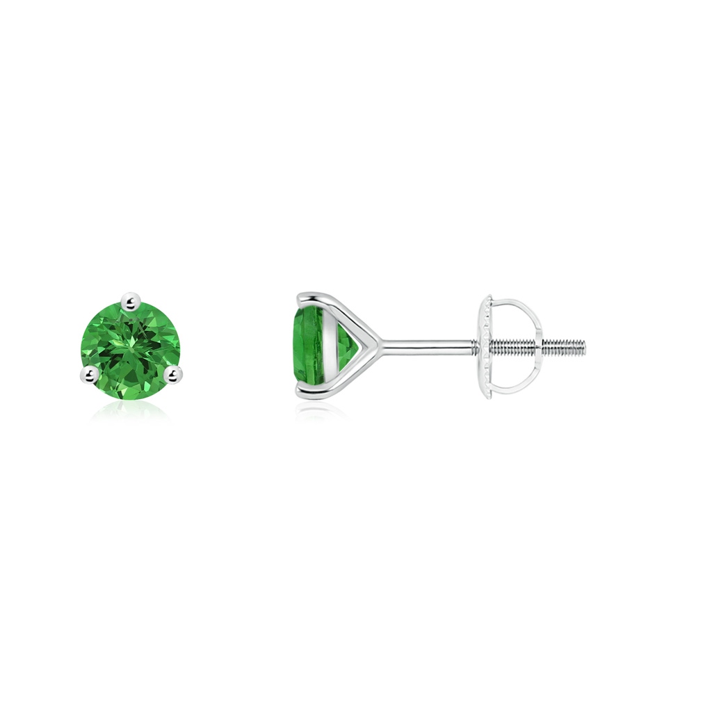 4mm AAAA Martini-Set Round Tsavorite Stud Earrings in P950 Platinum