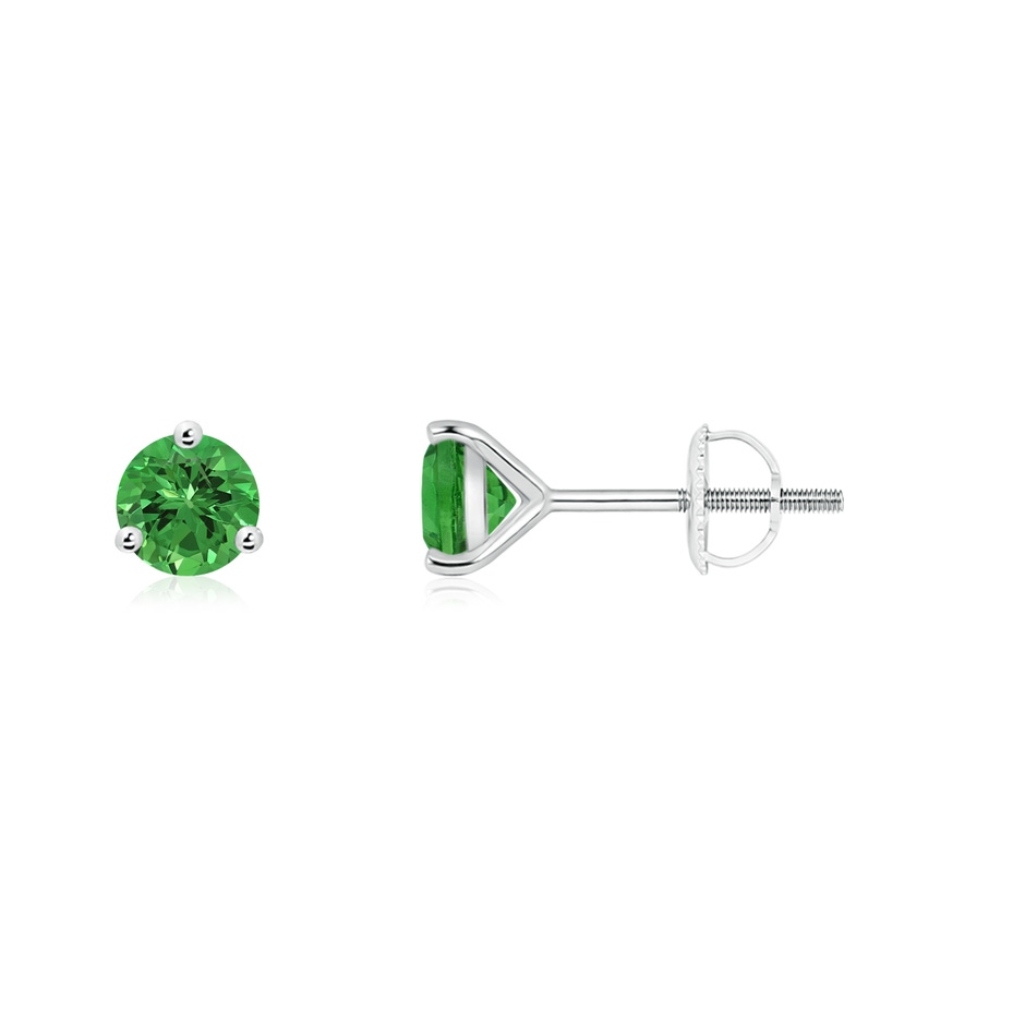 4mm AAAA Martini-Set Round Tsavorite Stud Earrings in White Gold 