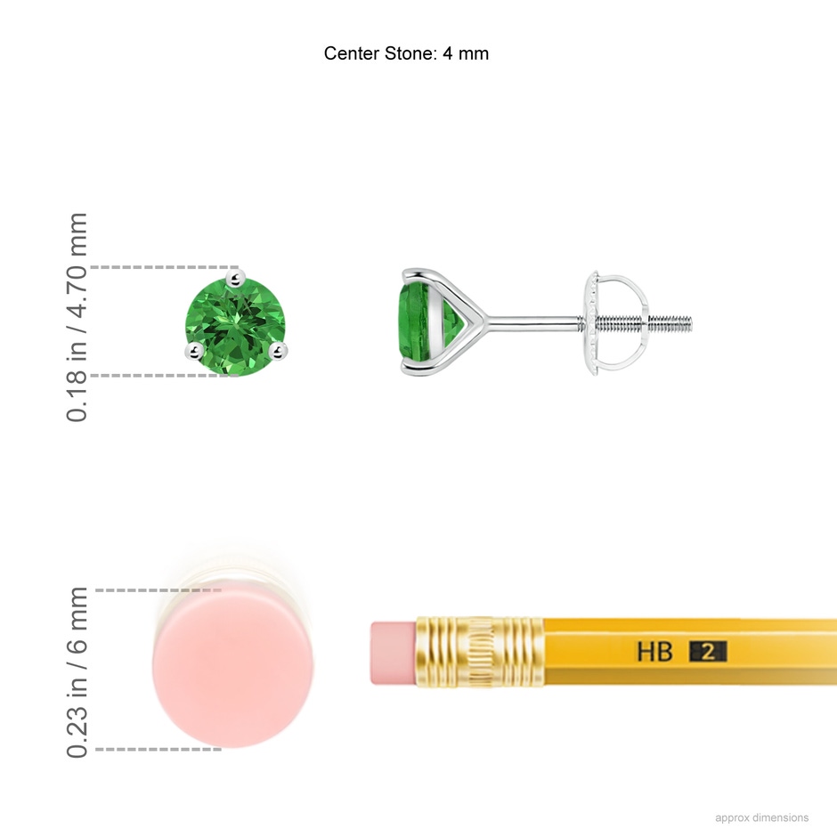 4mm AAAA Martini-Set Round Tsavorite Stud Earrings in White Gold ruler