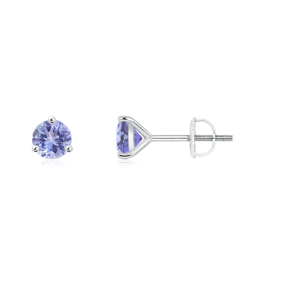 4mm AA Martini-Set Round Tanzanite Stud Earrings in White Gold 