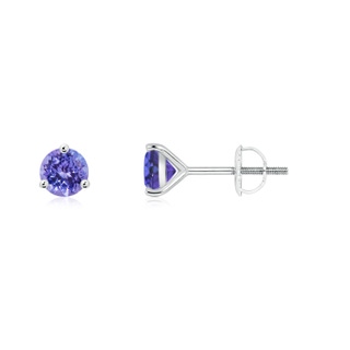 4mm AAA Martini-Set Round Tanzanite Stud Earrings in White Gold