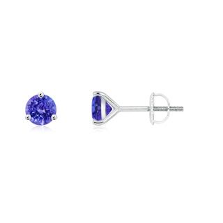 4mm AAAA Martini-Set Round Tanzanite Stud Earrings in 10K White Gold