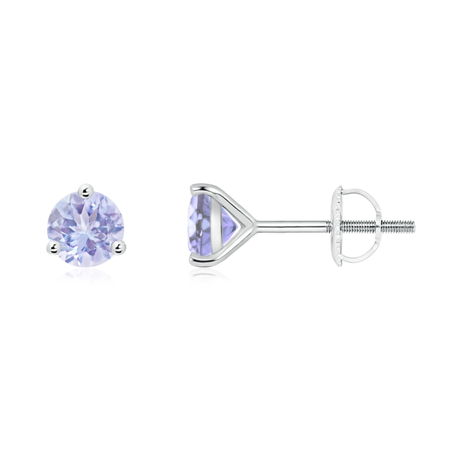 5mm A Martini-Set Round Tanzanite Stud Earrings in White Gold 
