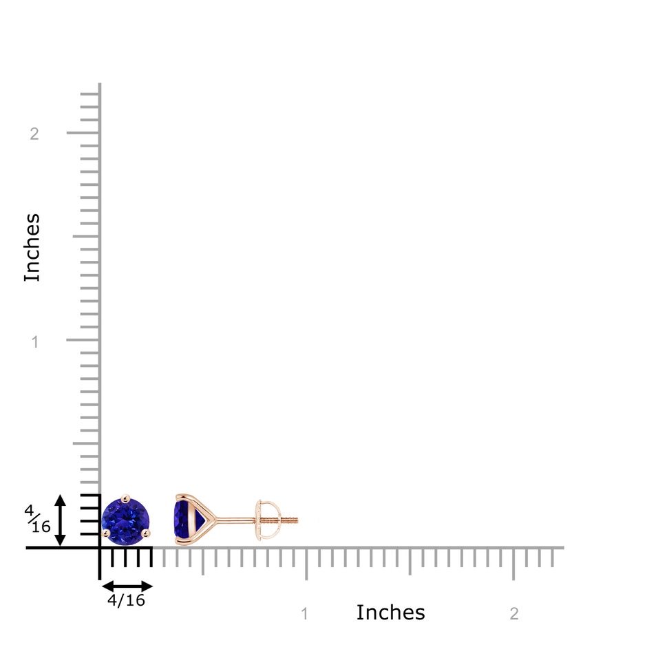 6mm AAAA Martini-Set Round Tanzanite Stud Earrings in Rose Gold product image