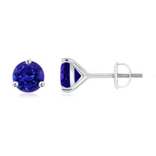 6mm AAAA Martini-Set Round Tanzanite Stud Earrings in White Gold