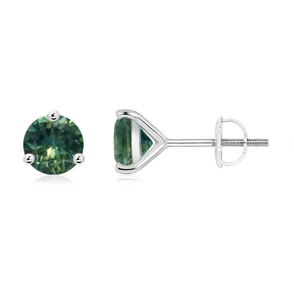 6mm AA Martini-Set Round Teal Montana Sapphire Stud Earrings in P950 Platinum 