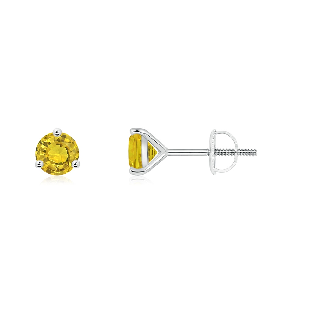 4mm AAAA Martini-Set Round Yellow Sapphire Stud Earrings in White Gold