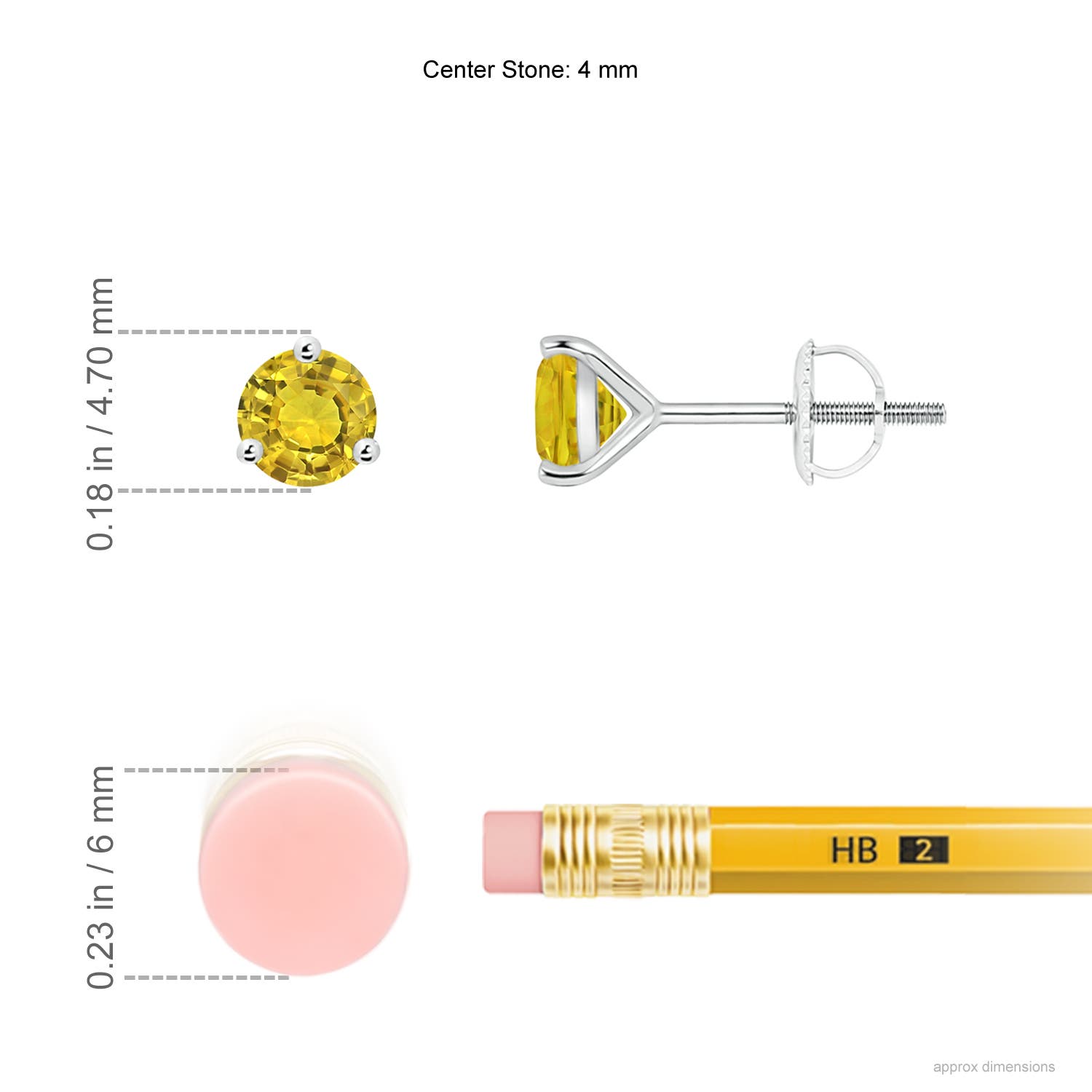 AAAA - Yellow Sapphire / 0.54 CT / 14 KT White Gold