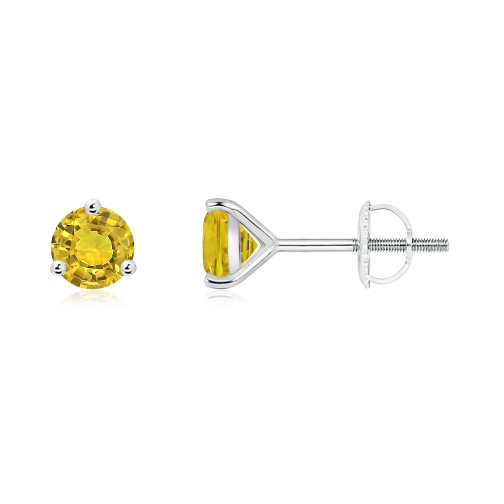 5mm AAAA Martini-Set Round Yellow Sapphire Stud Earrings in P950 Platinum