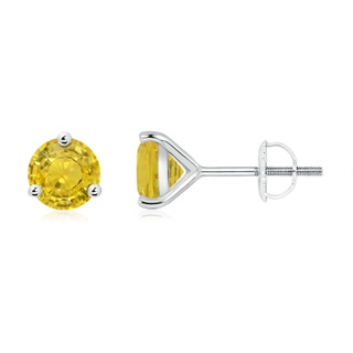 6mm AAA Martini-Set Round Yellow Sapphire Stud Earrings in P950 Platinum