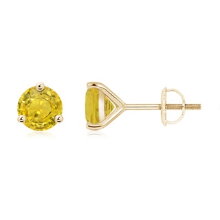 6mm AAA Martini-Set Round Yellow Sapphire Stud Earrings in Yellow Gold