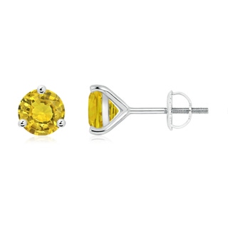 6mm AAAA Martini-Set Round Yellow Sapphire Stud Earrings in P950 Platinum