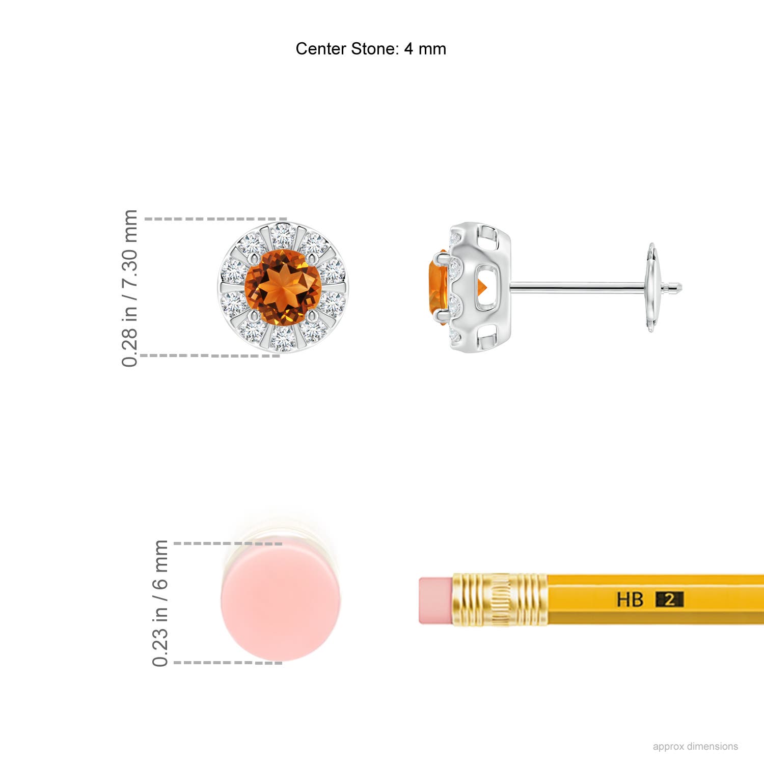 AAAA - Citrine / 0.66 CT / 14 KT White Gold