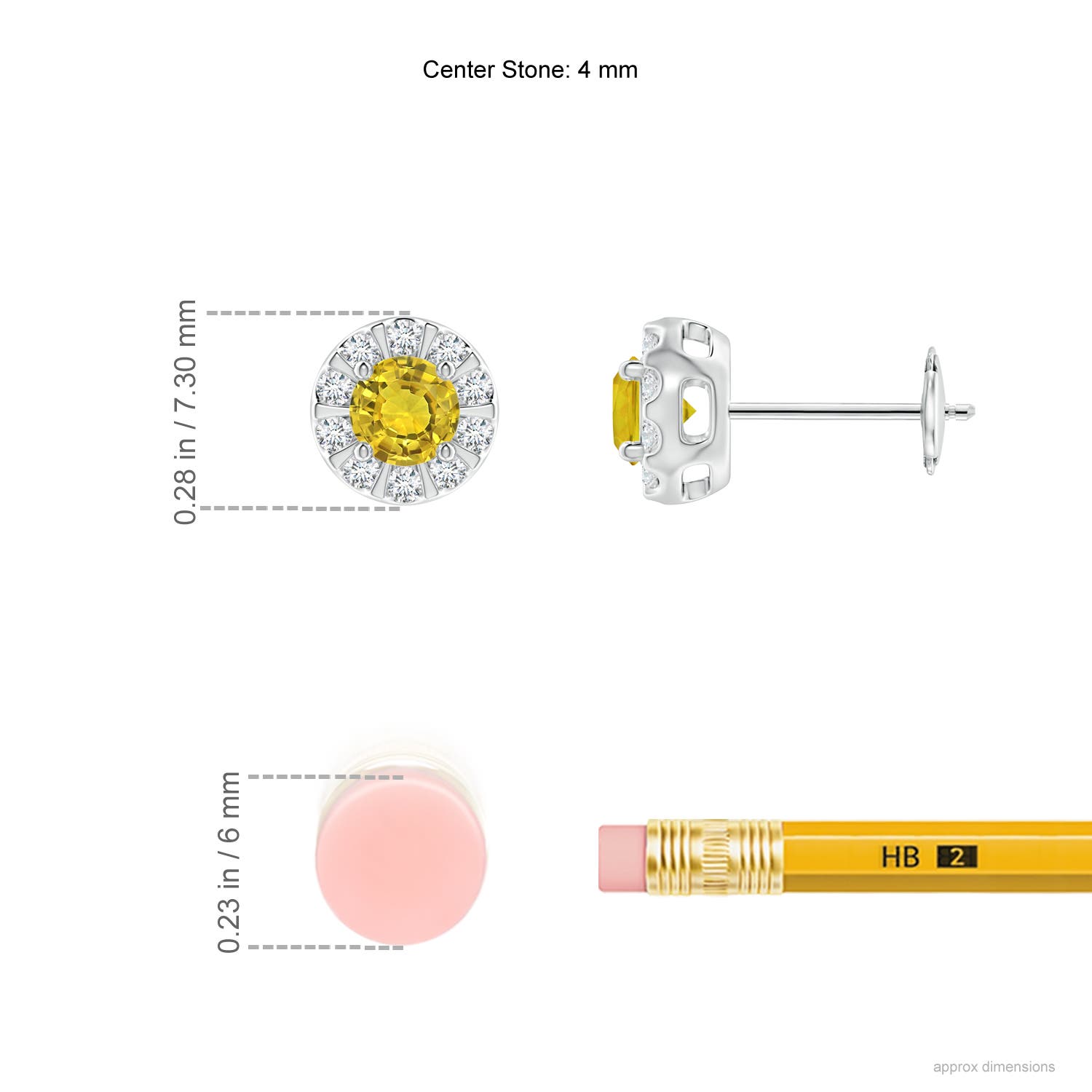 AAAA - Yellow Sapphire / 0.74 CT / 14 KT White Gold