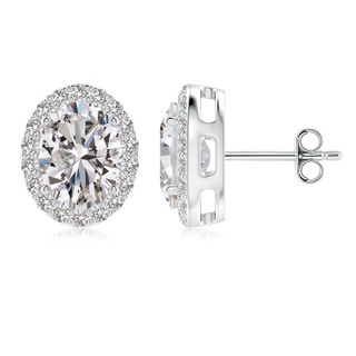 8.5x6.5mm IJI1I2 Oval Diamond Studs with Diamond Halo in S999 Silver