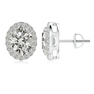 9x7mm KI3 Oval Diamond Studs with Diamond Halo in P950 Platinum