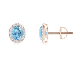 Oval Swiss Blue Topaz Halo Earrings