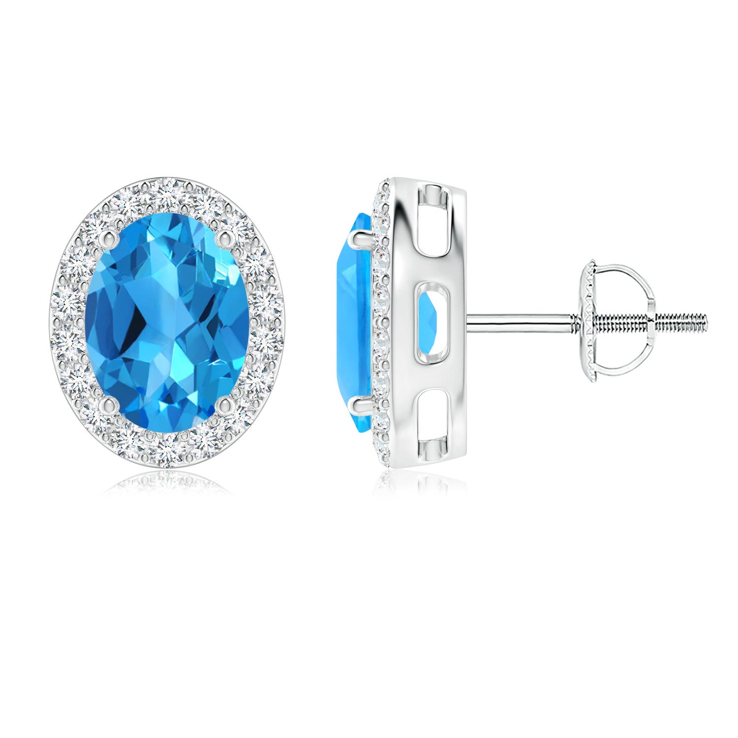 AAAA - Swiss Blue Topaz / 3.36 CT / 14 KT White Gold