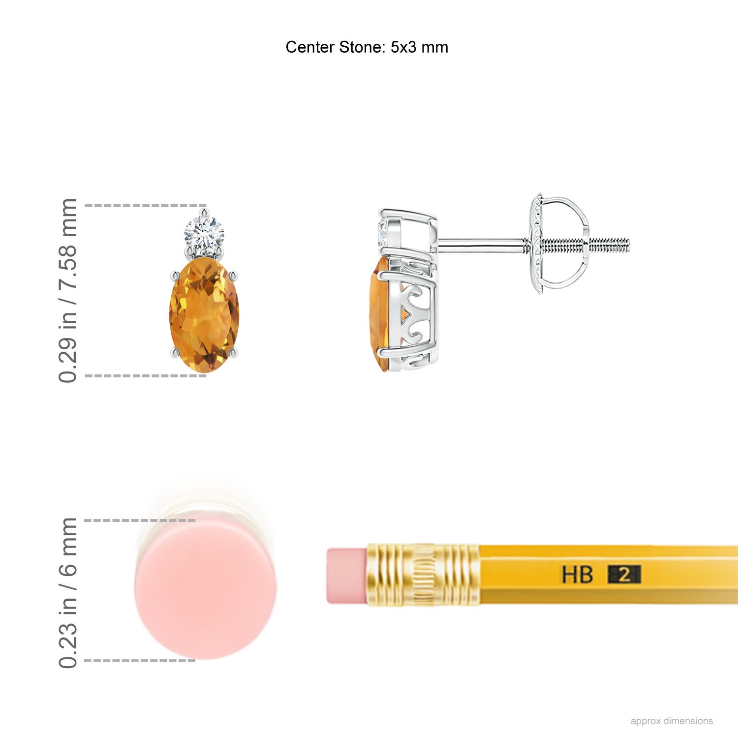 AA - Citrine / 0.47 CT / 14 KT White Gold