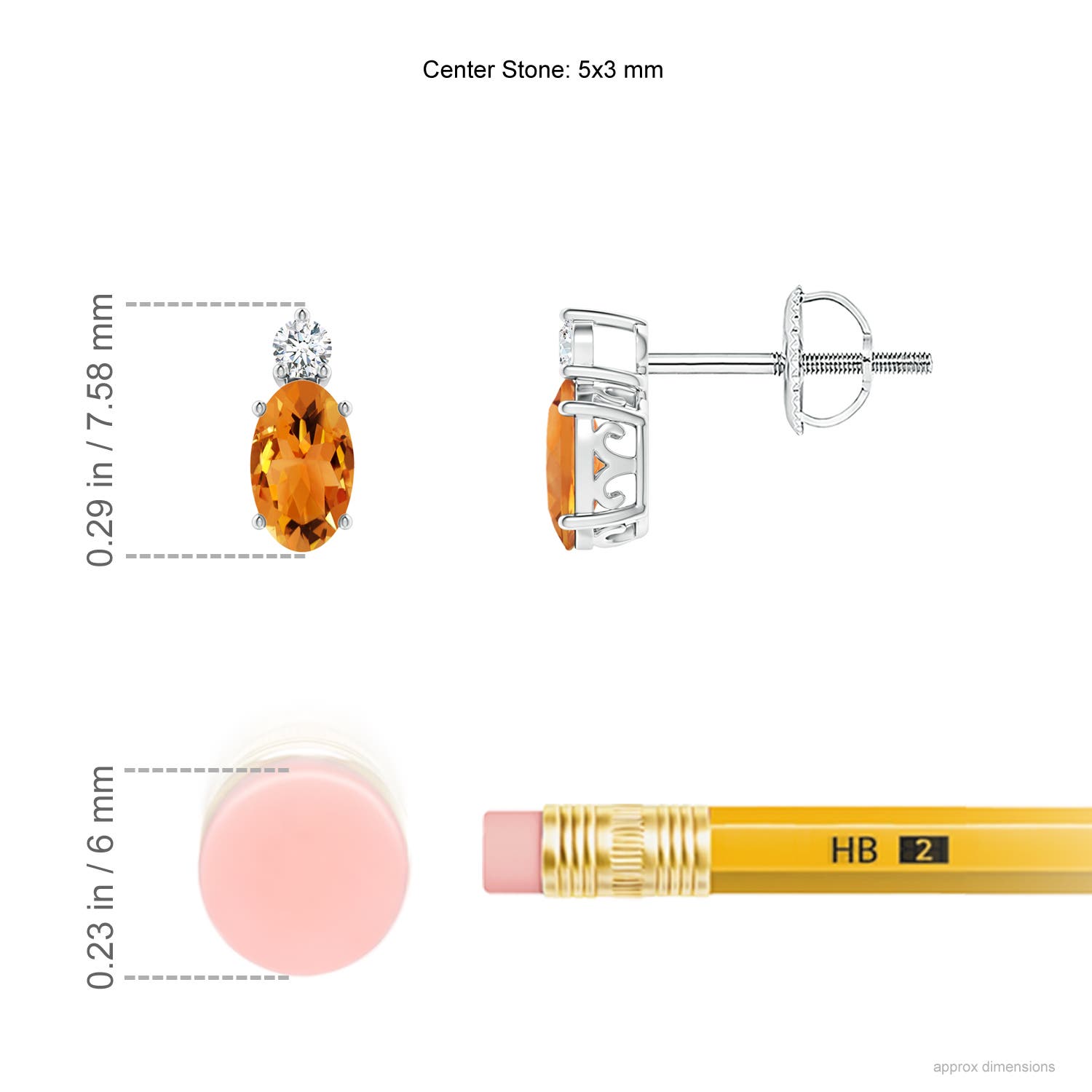 AAA - Citrine / 0.47 CT / 14 KT White Gold